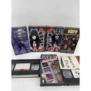 Lot of 7 Rare KISS VHS Tapes 80's Vintage Classic Heavy Rock Ace Frehley Collect
